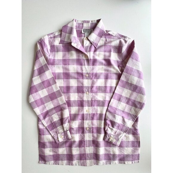 Vintage SILKLAND Purple White Silk Buffalo Check Button Down Shirt, Size M - Picture 5 of 12